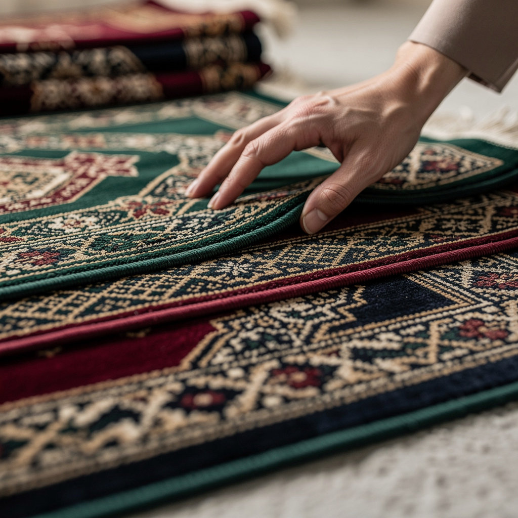 Bursa Cami Halısı Kaya individual prayer rugs and portable seccade collection with traditional Islamic designs